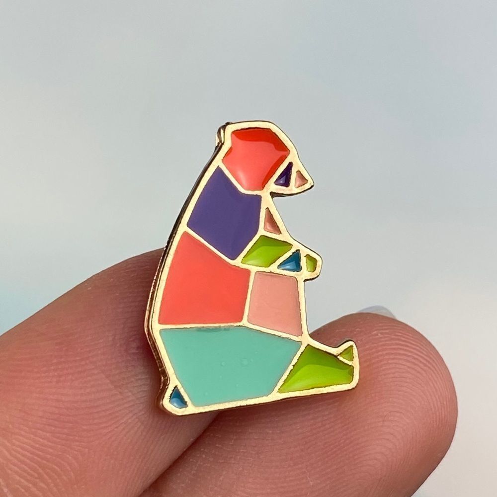 Rainbow Geometric Bear Enamel Pin/ Brooch Lapel